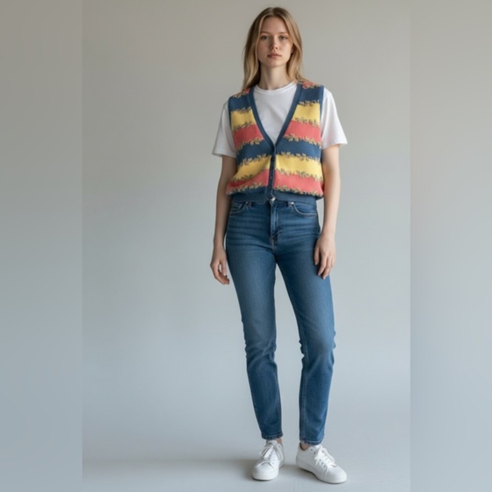 Vintage 90s Talbots Multicolor Striped Vest